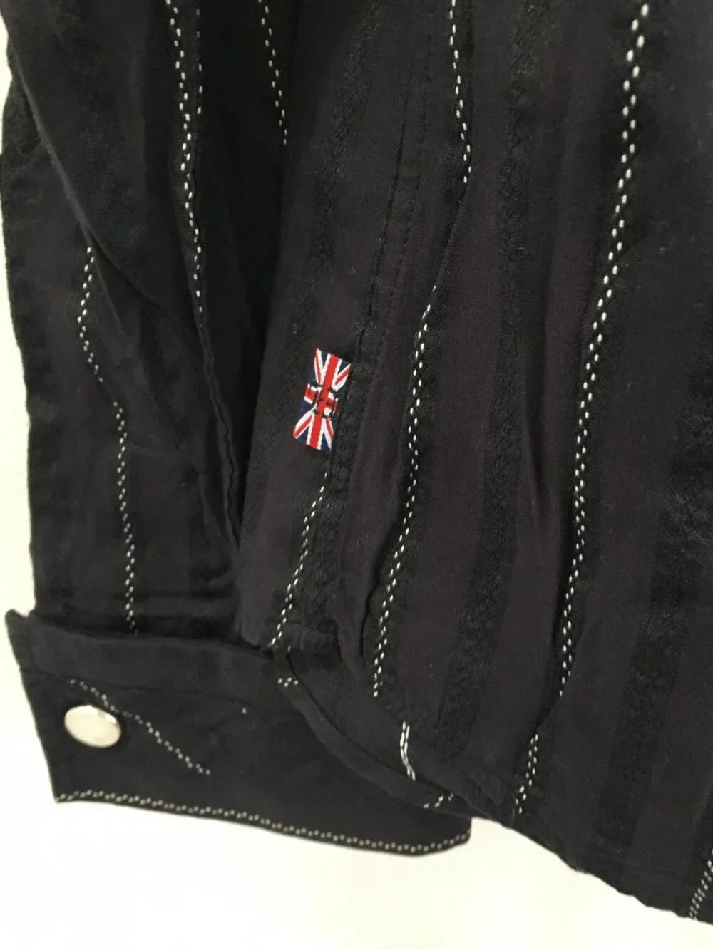 CLEAN LAUNDRY CHRISTOPHER WICKS Black Eggshell Woven Striped French Cuff Shirt